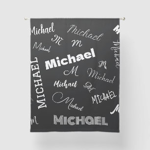 Your name and monogram custom pattern black sheer curtains