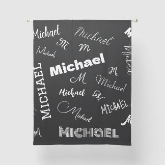 Your name and monogram custom pattern black sheer curtains