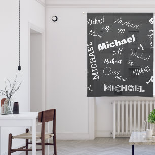 Your name and monogram custom pattern black sheer curtains