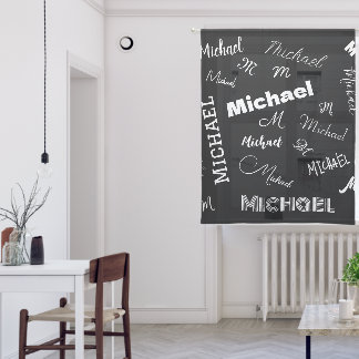 Your name and monogram custom pattern black sheer curtains