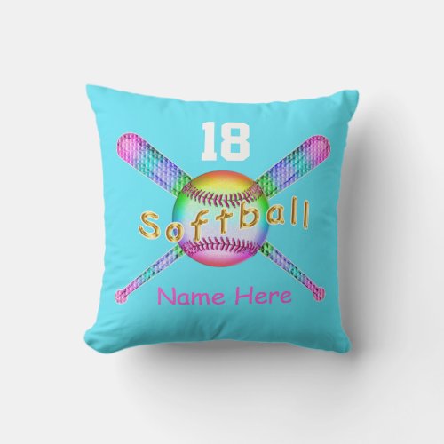 YOUR NAME and NUMBER on Cool Softball Pillows