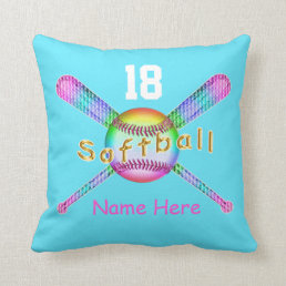 YOUR NAME and NUMBER on Cool Softball Pillows