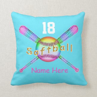 YOUR NAME and NUMBER on Cool Softball Pillows