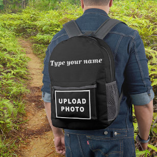 Your Name and Photo on Black Backpack