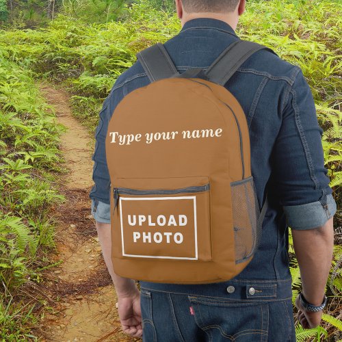 Your Name and Photo on Brown Backpack