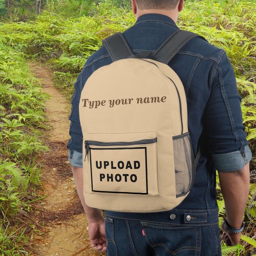 Your Name and Photo on Light Brown Backpack