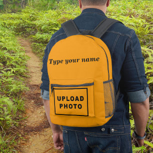 Your Name and Photo on Orange Color Backpack
