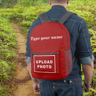 Your Name and Photo on Red Backpack