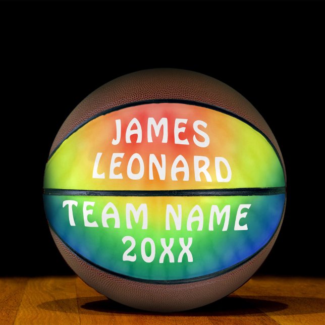 Your Name and Team Tie Dye Personalized Basketball (Creator Uploaded)
