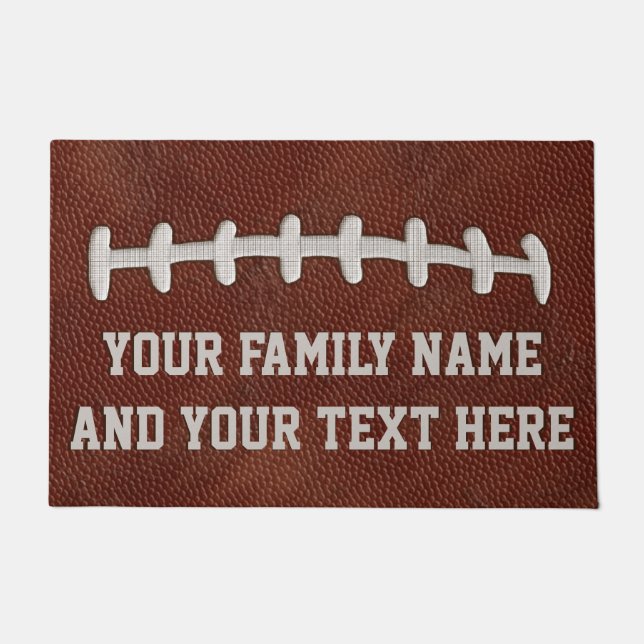 Your NAME and TEXT Cool Football Door Mat (Front)