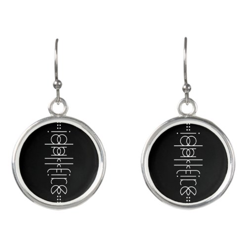 Your Name as Alien Glyphs Unique Black Earrings