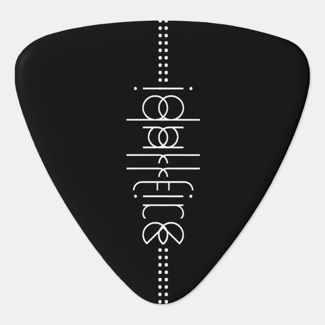 Your Name as Alien Glyphs Unique Black Guitar Pick (Front)