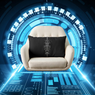 Your Name as Alien Glyphs Unique Black Lumbar Pillow