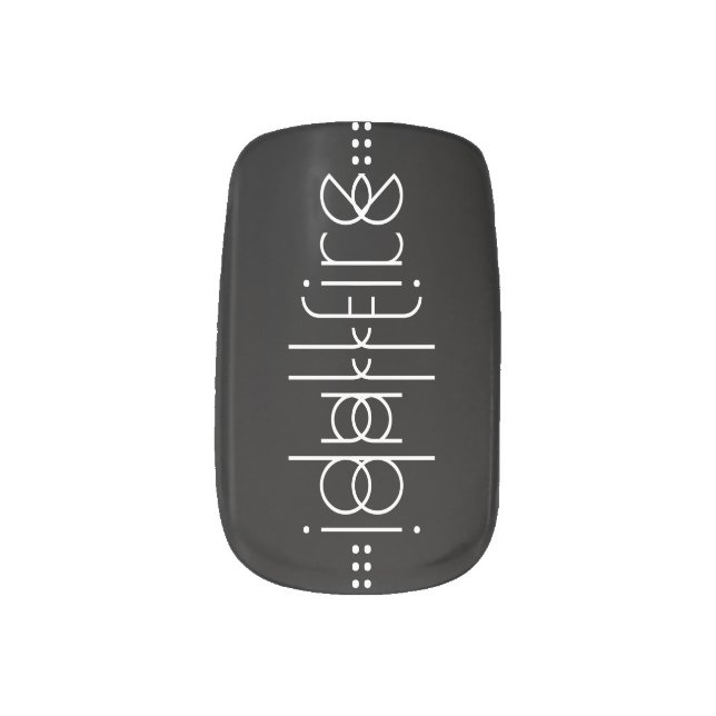 Your Name as Alien Glyphs Unique Black Minx Nail Art (Left Thumb)