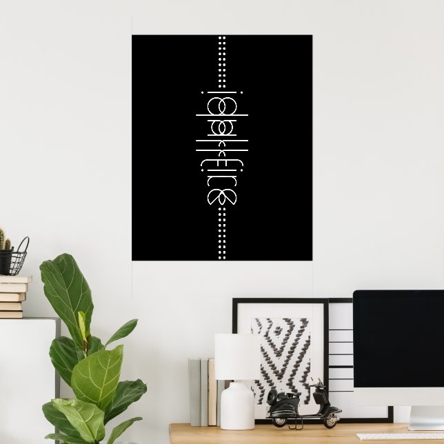 Your Name as Alien Glyphs Unique Black Poster (Home Office)