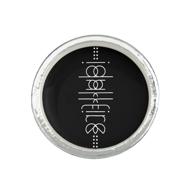 Your Name as Alien Glyphs Unique Black Ring (Front)