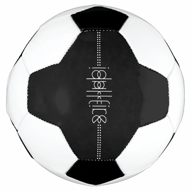 Your Name as Alien Glyphs Unique Black Soccer Ball (Front)