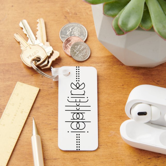 Your Name as Alien Glyphs Unique White Keychain (Desk)