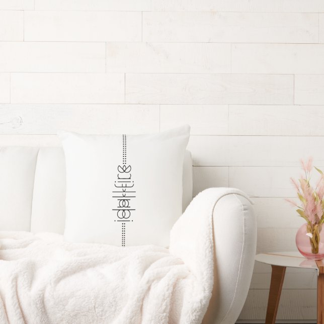 Your Name as Alien Glyphs Unique White Throw Pillow (Couch)