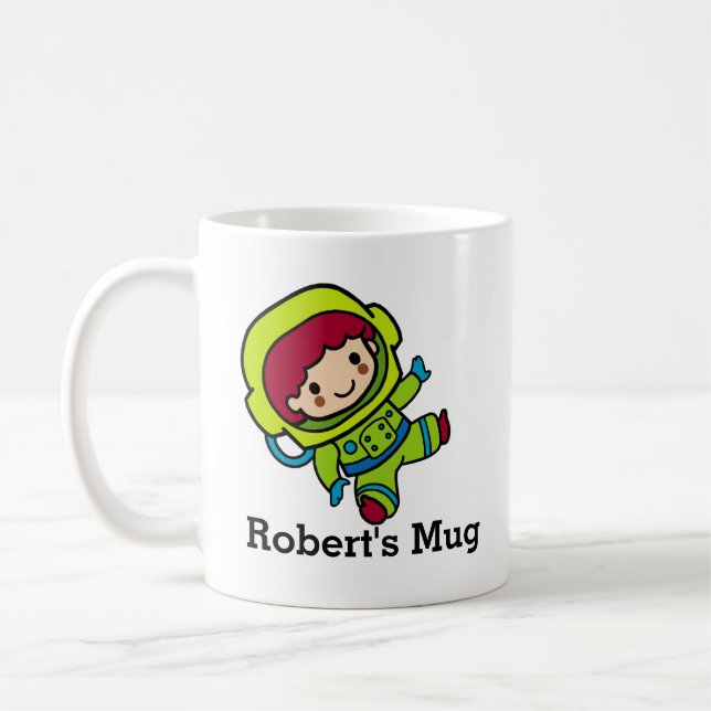 Your Name Astronaut Boy in Spacesuit Coffee Mug (Left)