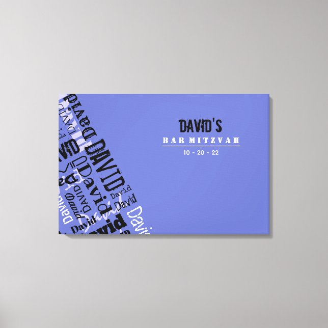 YOUR NAME Bar Bat Mitzvah Sign-In Board Canvas Print (Front)