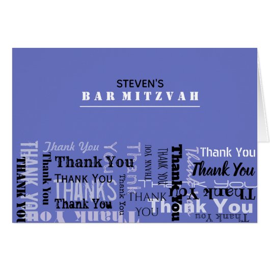YOUR NAME Bar Bat Mitzvah Thank You Card (Front Horizontal)