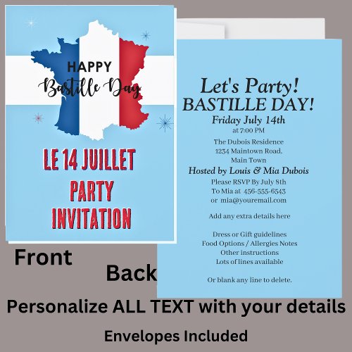 Your Name Bastille Day July 14th Celebration Party Invitation