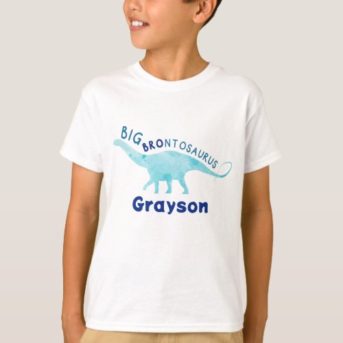 Your Name Big Brontosaurus Dinosaur Brother T_Shirt