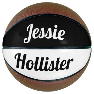 Your Name Black and White Basketball