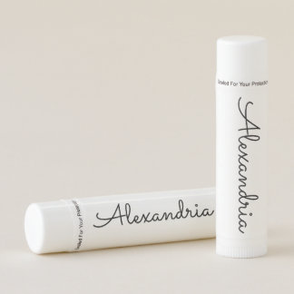 Your Name Black Handwritten Script Lip Balm