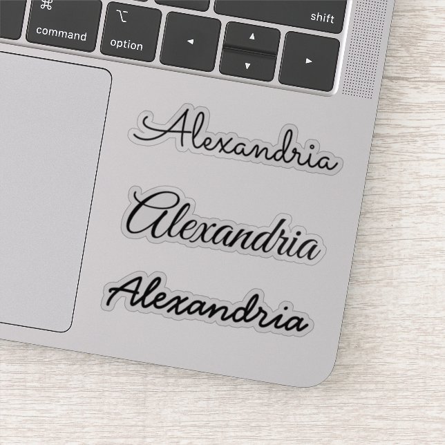Your Name Black Handwritten Script Versions Sticker (Detail)