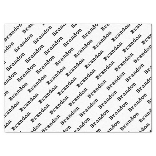 Your Name BlackWhite Birthday Text Pattern Tissue Paper