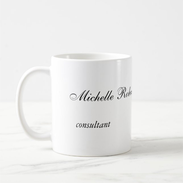 Your Name Black White Plain Minimalist Coffee Mug (Left)