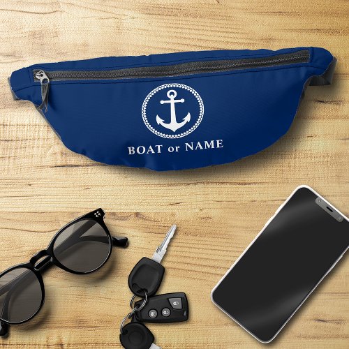 Your Name Boat or Port Nautical Sea Anchor Blue Fanny Pack