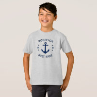 Your Name & Boat Vintage Anchor Stars Blue & Gray