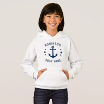 Your Name & Boat Vintage Anchor Stars Blue & White Hoodie Your Name & Boat Vintage Anchor Stars Blue & White Hoodie