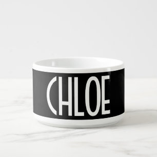 Your Name, Bold White Text   Black Bowl