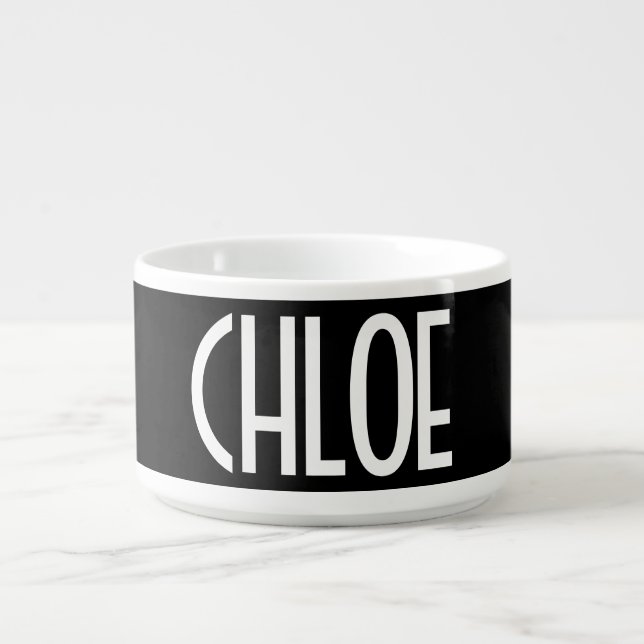 Your Name, Bold White Text | Black Bowl (Center)