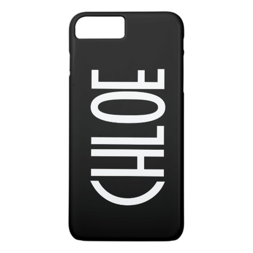 Your Name Bold White Text  Black iPhone 8 Plus7 Plus Case