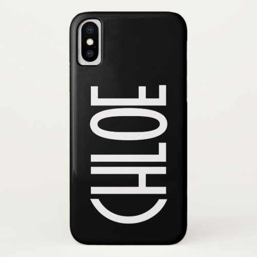 Your Name Bold White Text  Black iPhone X Case