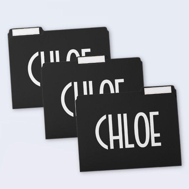 Your Name, Bold White Text | Black File Folder (Creator Uploaded)