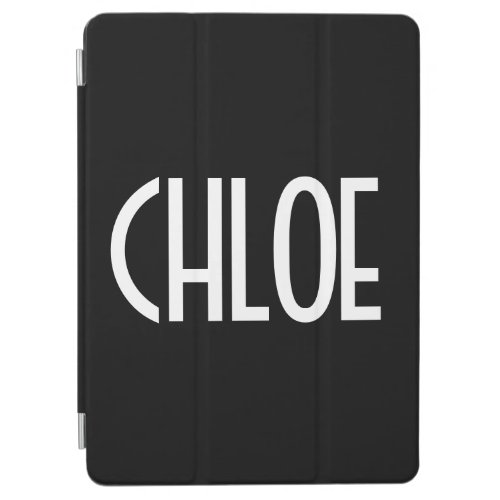 Your Name Bold White Text  Black iPad Air Cover