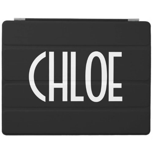 Your Name Bold White Text  Black iPad Smart Cover