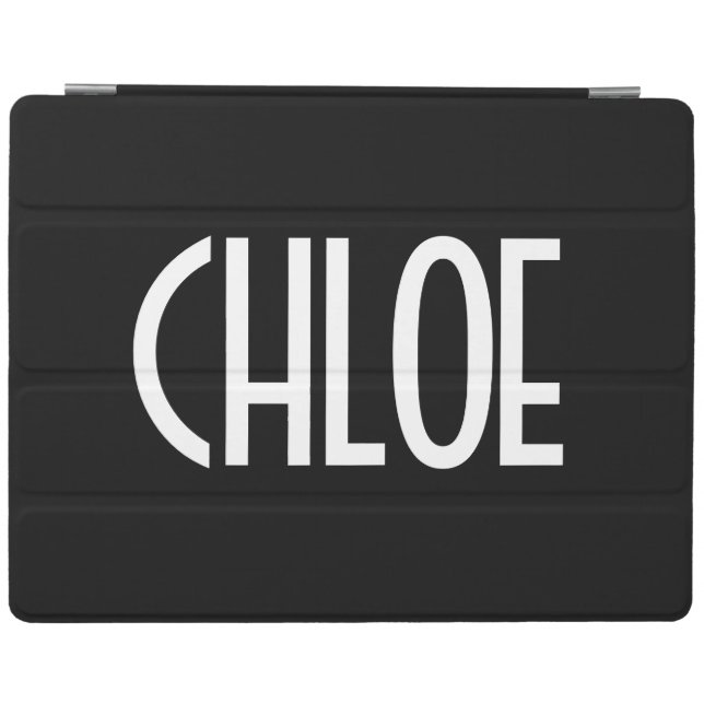Your Name, Bold White Text | Black iPad Smart Cover (Horizontal)