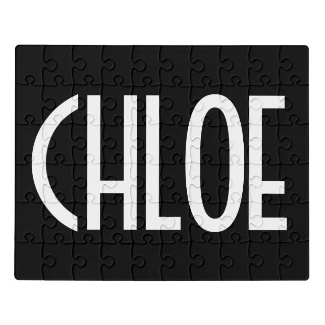 Your Name, Bold White Text | Black Jigsaw Puzzle (Puzzle Horizontal)