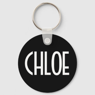 Your Name, Bold White Text Black Keychain
