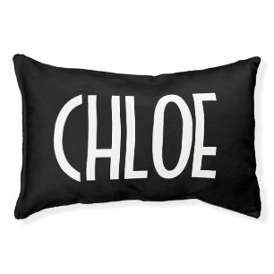 Your Name, Bold White Text Black Pet Bed