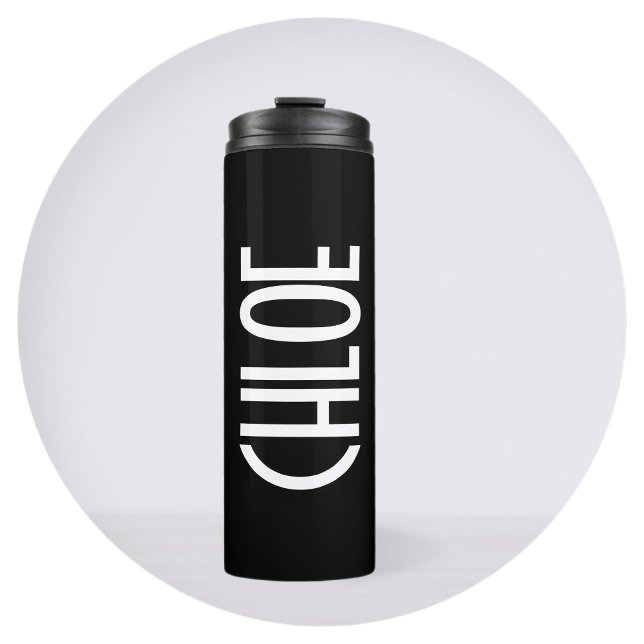 Your Name, Bold White Text | Black Thermal Tumbler (Creator Uploaded)