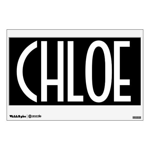 Your Name Bold White Text  Black Wall Decal