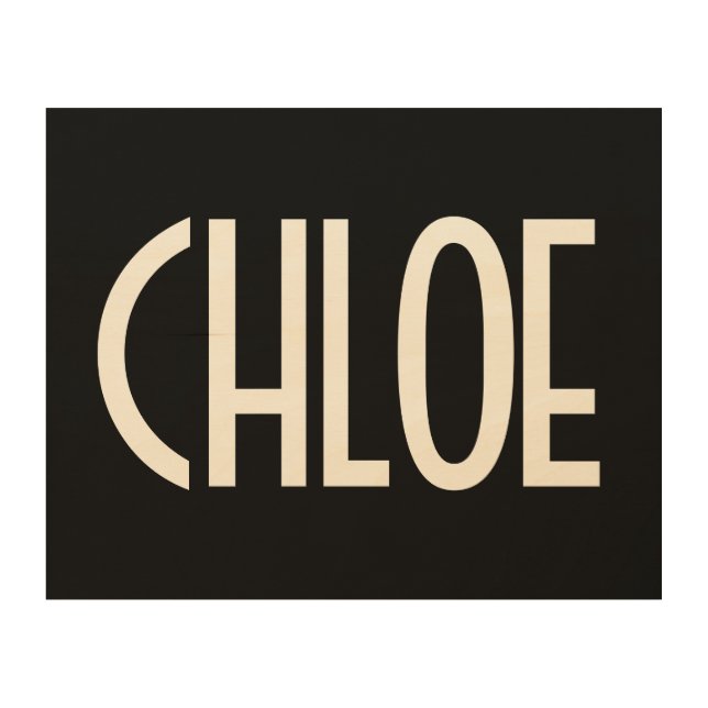 Your Name, Bold White Text | Black Wood Wall Art (Front)